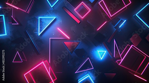 Glowing geometric shapes in dark backgrounds