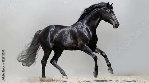 Cutout of a black horse on white background