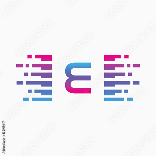 letter E Logo with Pulse music player element. Logo template electronic music, equalizer, dj, nightclub, disco. Audio wave logo concept, Multimedia © Atif