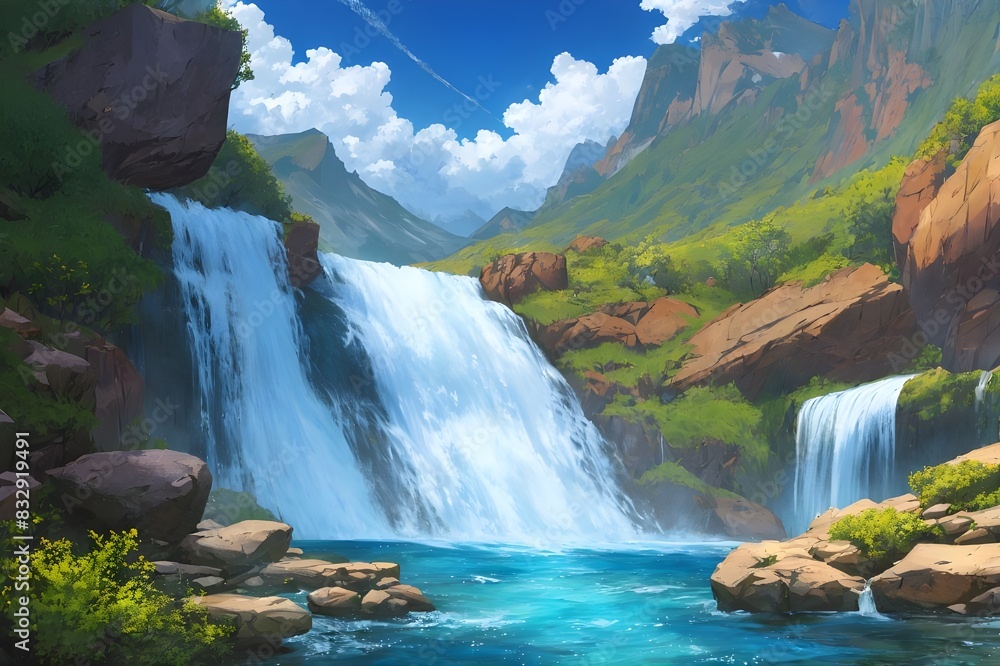 Fototapeta premium waterfall in the mountains