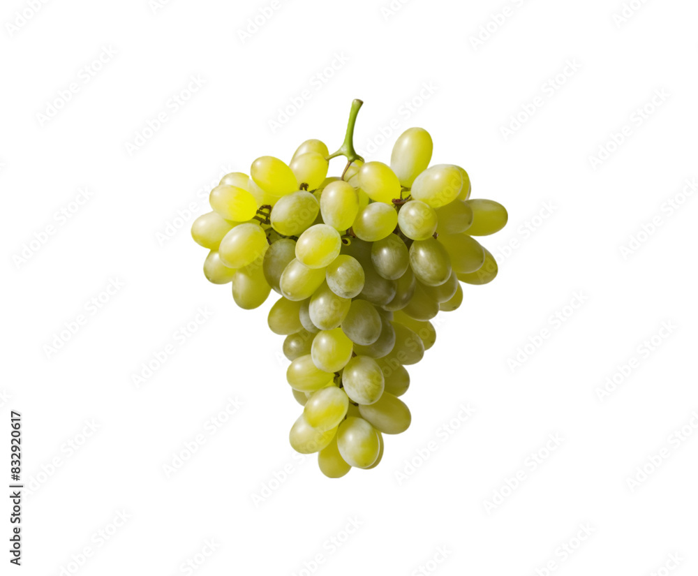 Bunch of green grapes with leaves isolated on transparent background Ai generative. Bunch of green grapes with leaves isolated on transparent background Ai generative.