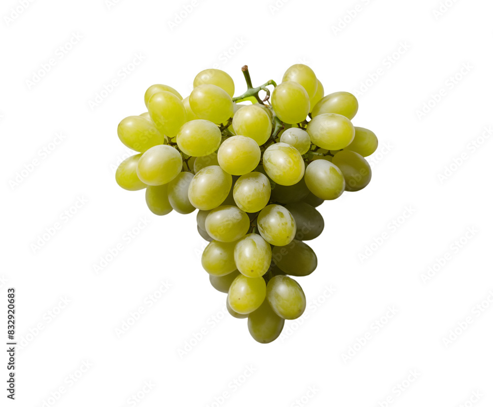 Bunch of green grapes with leaves isolated on transparent background Ai generative. Bunch of green grapes with leaves isolated on transparent background Ai generative.