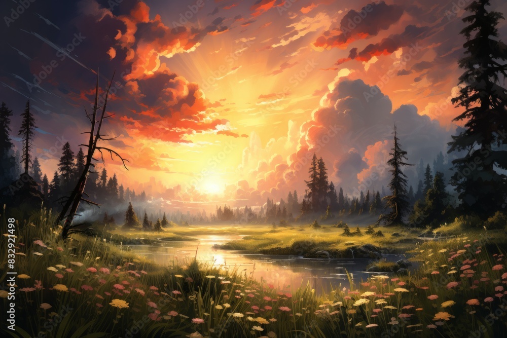 Obraz premium Summer storms - Generative AI