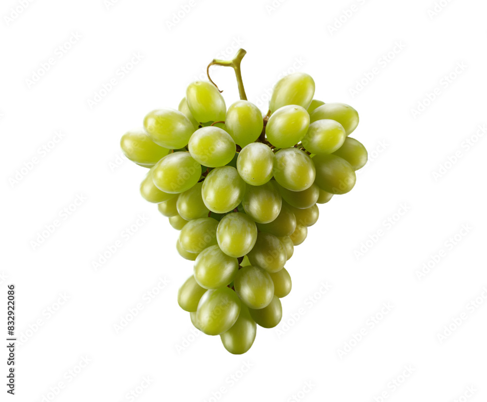 Bunch of green grapes with leaves isolated on transparent background Ai generative. Bunch of green grapes with leaves isolated on transparent background Ai generative.