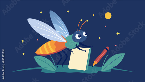 The perspective of a firefly reflecting on the beauty of their short lifespan in a journal entry.. Vector illustration