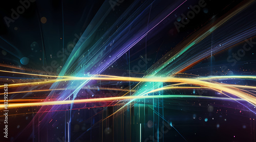 Abstract background featuring light trails and flares