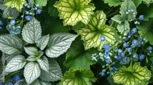 Siberian Bugloss with Silver and Green Leaves Brunnera macrophylla Jack s Gold photo