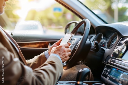 Wallpaper Mural Black Businessman Check handphone While Driving Torontodigital.ca