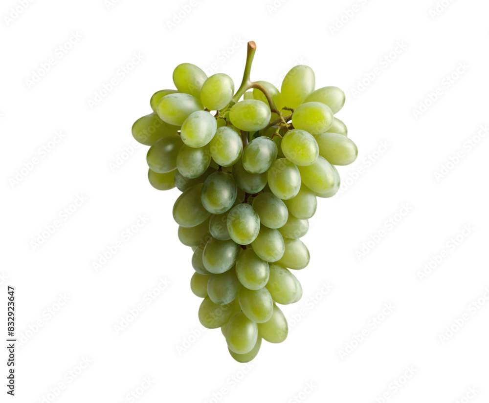 Bunch of green grapes with leaves isolated on transparent background Ai generative. Bunch of green grapes with leaves isolated on transparent background Ai generative.
