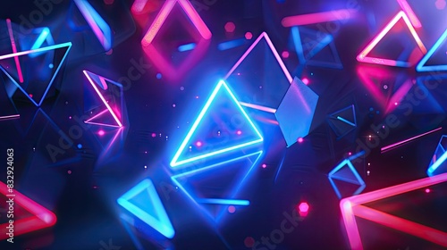 Glowing geometric shapes in dark backgrounds