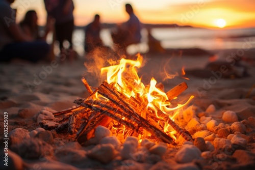 Beach bonfires - Generative AI