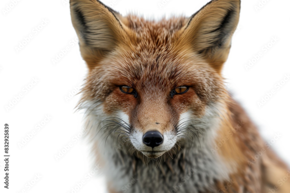 Mystic portrait of Bengal Fox studio, copy space on right side, Anger, Menacing, Headshot, Close-up View Isolated on white background Mystic portrait of Bengal Fox studio, copy space on right side, Anger, Menacing, Headshot, Close-up View Isolated on white background