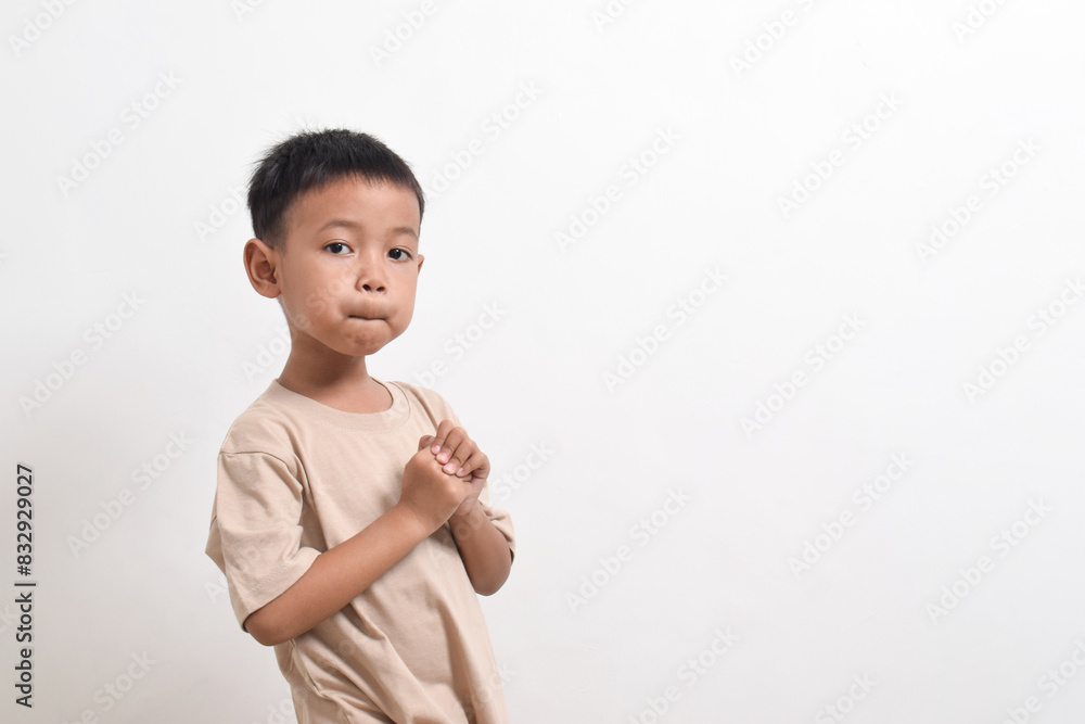 Image of Asian child posing cute and isolated on white background. portrait of an Asian boy Image of Asian child posing cute and isolated on white background. portrait of an Asian boy