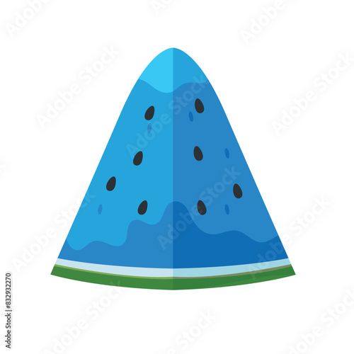Blue watermelon fruit vector illustration, rare water melon image isolated on white background