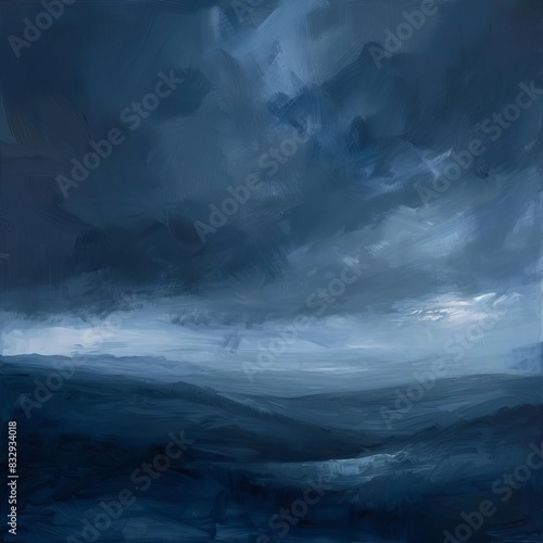 ominous storm clouds gathering at twilight moody atmospheric landscape oil painting