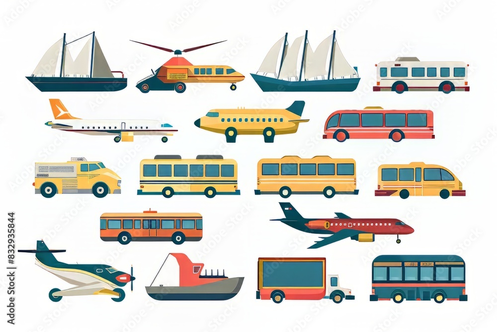 Set of Simple Flat Design Public Transportation Set of Simple Flat Design Public Transportation
