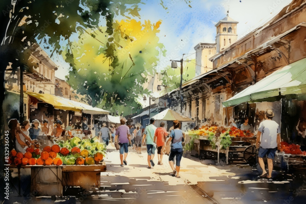 Obraz premium Summer markets - Generative AI