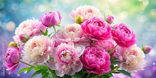 Stunning peony flowers on a clear background, ideal for Mother's Day or birthday concepts
