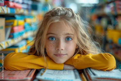Wallpaper Mural Girl with striking blue eyes lies on her arms, focused on something off-camera Torontodigital.ca