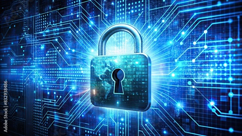 Cyber security concept image featuring secure encryption techniques for protecting business and financial data