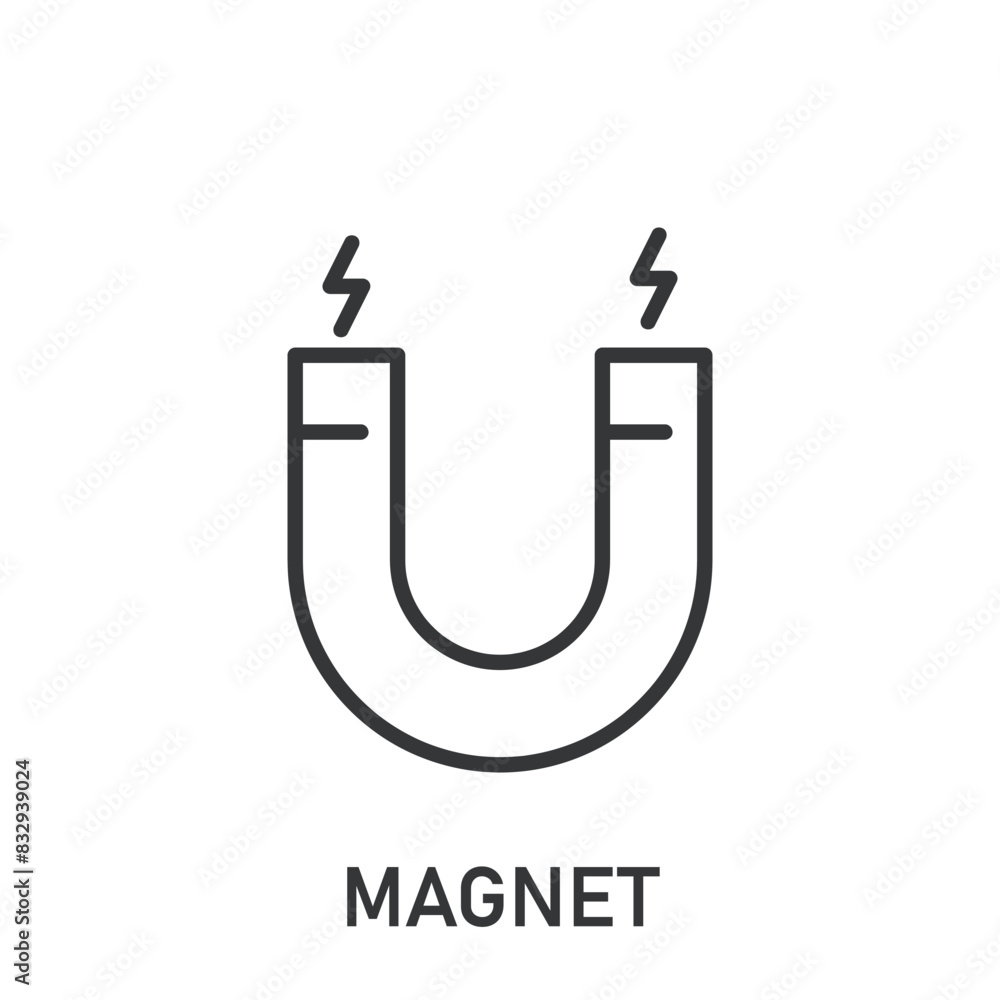 Magnet icon. Line single icon on transparent background Magnet icon. Line single icon on transparent background