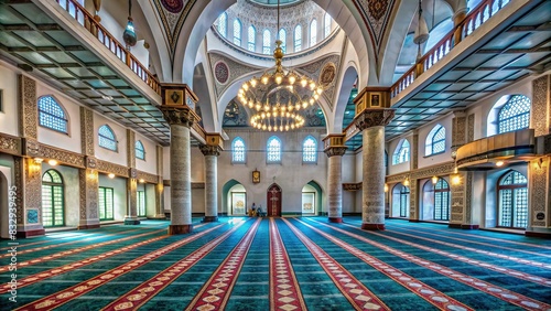 An empty mosque filled with spiritual intensity and reverence photo