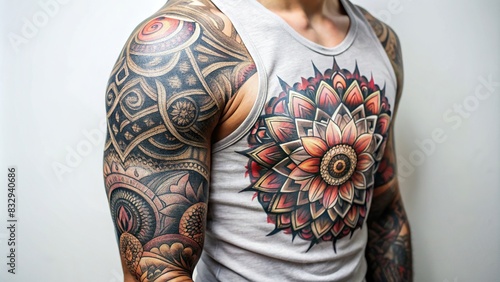 Abstract sleeve tattoo design on white background photo