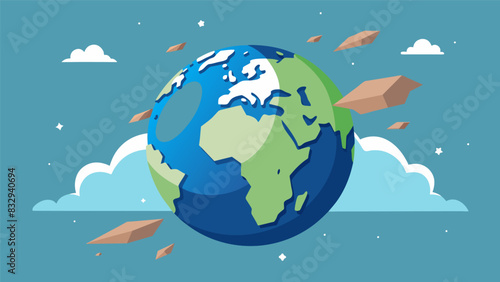 The earth is torn apart and drilled into while the sky above is hazy with the fumes of the constantly churning operations.. Vector illustration