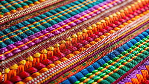 Detailed close up of an exquisite handloom weave showcasing intricate craftsmanship and striking colors