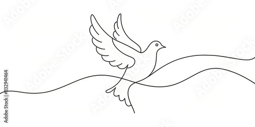 Continuous line drawing of a flying bird photo