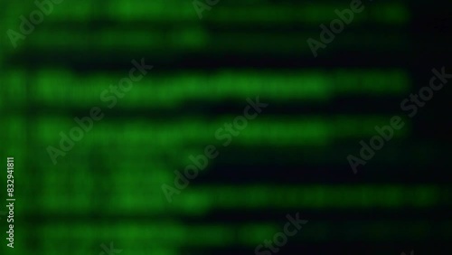 Wallpaper Mural blurred screen of a hacker, green code running, abstract background graphic resource Torontodigital.ca