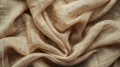 Top view of beige fabric texture