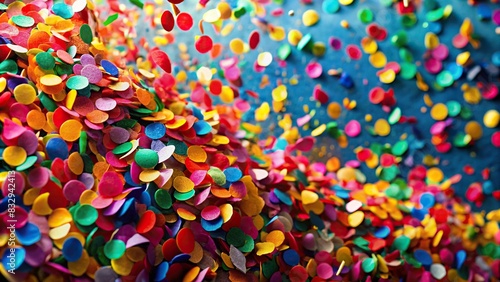Abstract background of colorful confetti for a festive celebration © rattinan