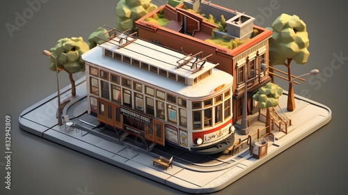 Isometric view of San Francisco s cable car miniature