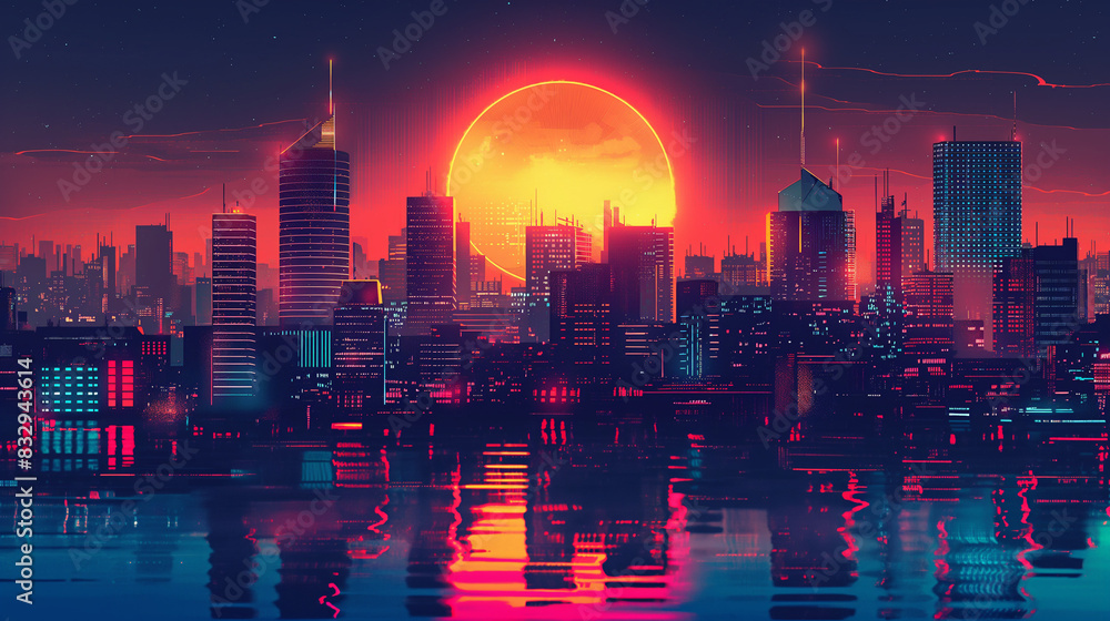Fototapeta premium Traditional Synthwave background/wallpaper for desktops