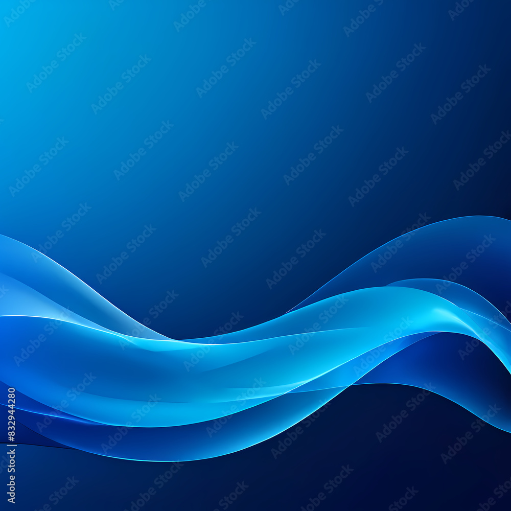 Obraz premium deep blue and light blue gradation background, wavy lines and gradations, dynamic shape