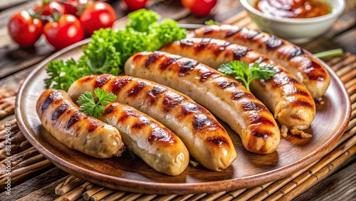 Grilled brats isolated on background photo