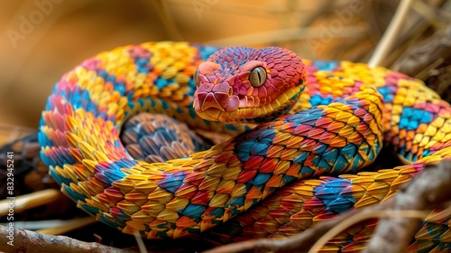 African Bush Viper made with Ai generative technology