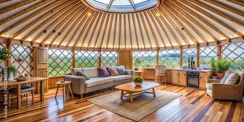 Modern yurt interior designed for mobile lifestyles photo