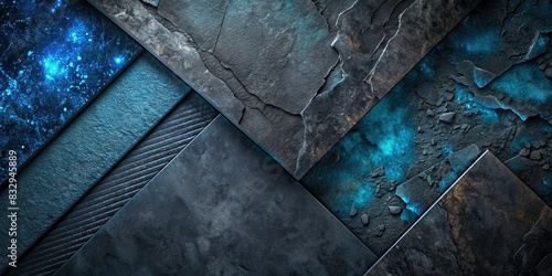 Dark abstract black phantom blue stone concrete paper texture background photo