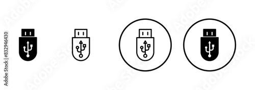 Usb icon vector isolated on white background. Flash disk icon vector