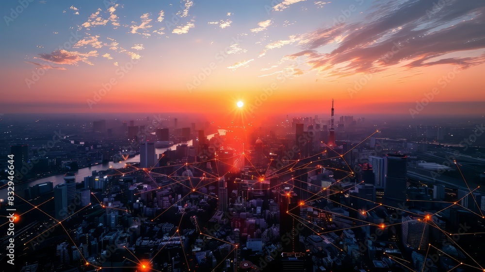 Obraz premium sunset over the city