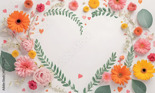 Flowers in the shape of a heart. Artificial intelligence. 