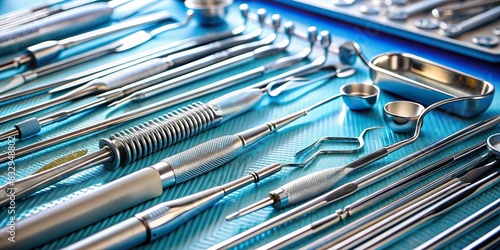 Dental instruments arranged neatly on a table