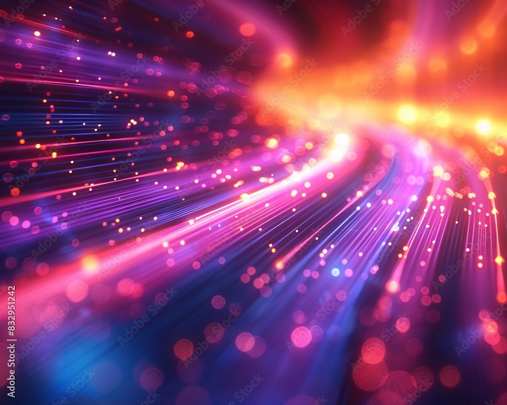 Vibrant neon light trails and glowing particles create a dynamic, colorful abstract background perfect for technology and futuristic themes. Vibrant neon light trails and glowing particles create a dynamic, colorful abstract background perfect for technology and futuristic themes.