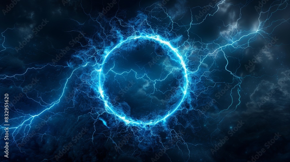 Abstract background with blue lightning in a circle, cartoon illustration. Abstract background with blue lightning in a circle, cartoon illustration.