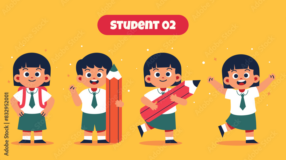 Cute Student with Various Activity at School. Back to School Cute Student with Various Activity at School. Back to School