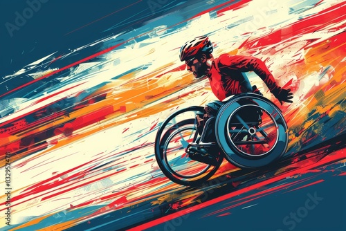 Male wheelchair racing, Summer Paralympic Games in Paris. photo