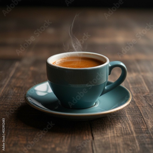 A cup of warm coffee on the table