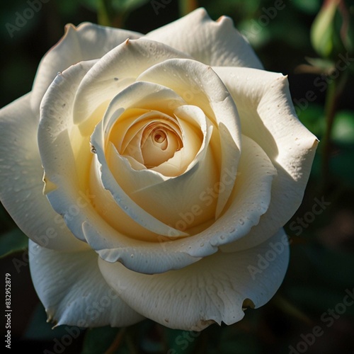 A white rose with the morning sun